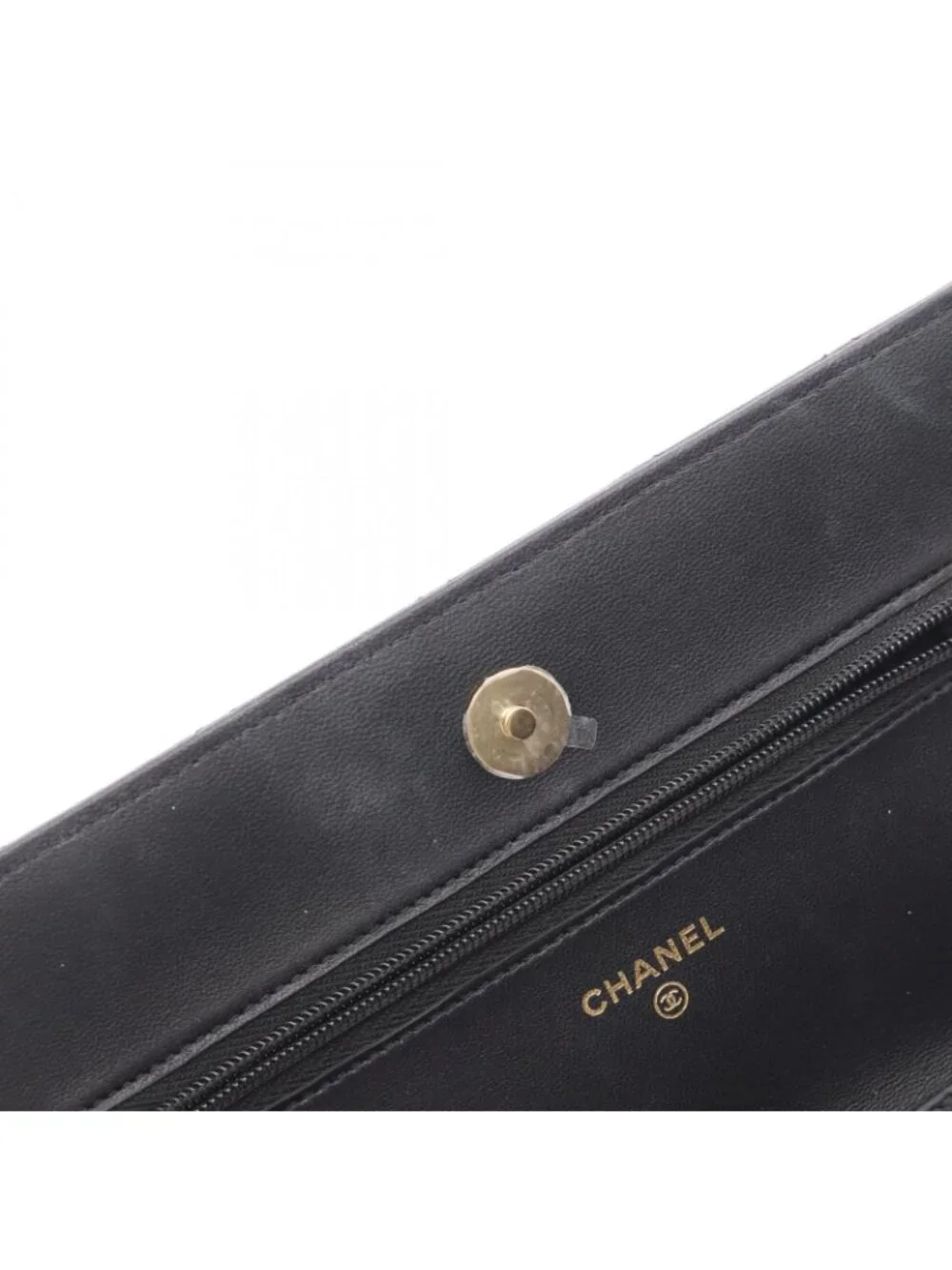 Chanel Shoulder Bag Quilted Icon Charm Black Lambskin Chain Wallet